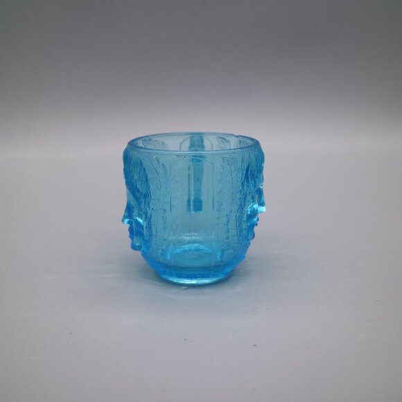 Antique EAPG Columbia Glass Blue Boy and Girl Face Cup Mug - Picture 4 of 6
